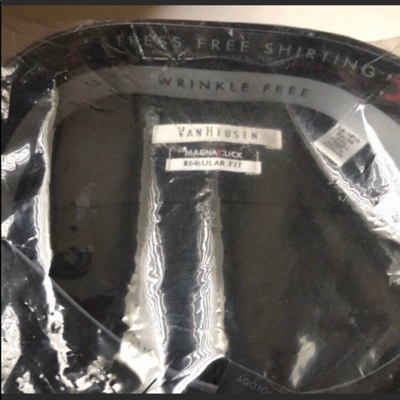 New VanHeusen Black Long Sleeve Regular Fit Magna Click Button Shirt Sz 2X - Picture 5 of 6